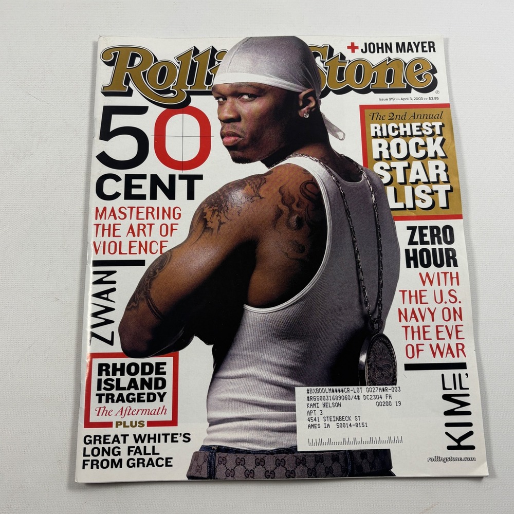 Rolling Stone Magazine Issue 919 April 3 2003 50 Cent John Mayer Lil Kim Zwan